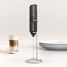 PTGVCTA Electric Milk Frother,Handheld Automatic Foam Maker,Coffee Mixer,Milk Frother Whisk,Matcha Whisk for Coffee,Frappe,Latte,Matcha, Hot Chocolate, Black, 4*3*24cm,Battery (not included) Powered