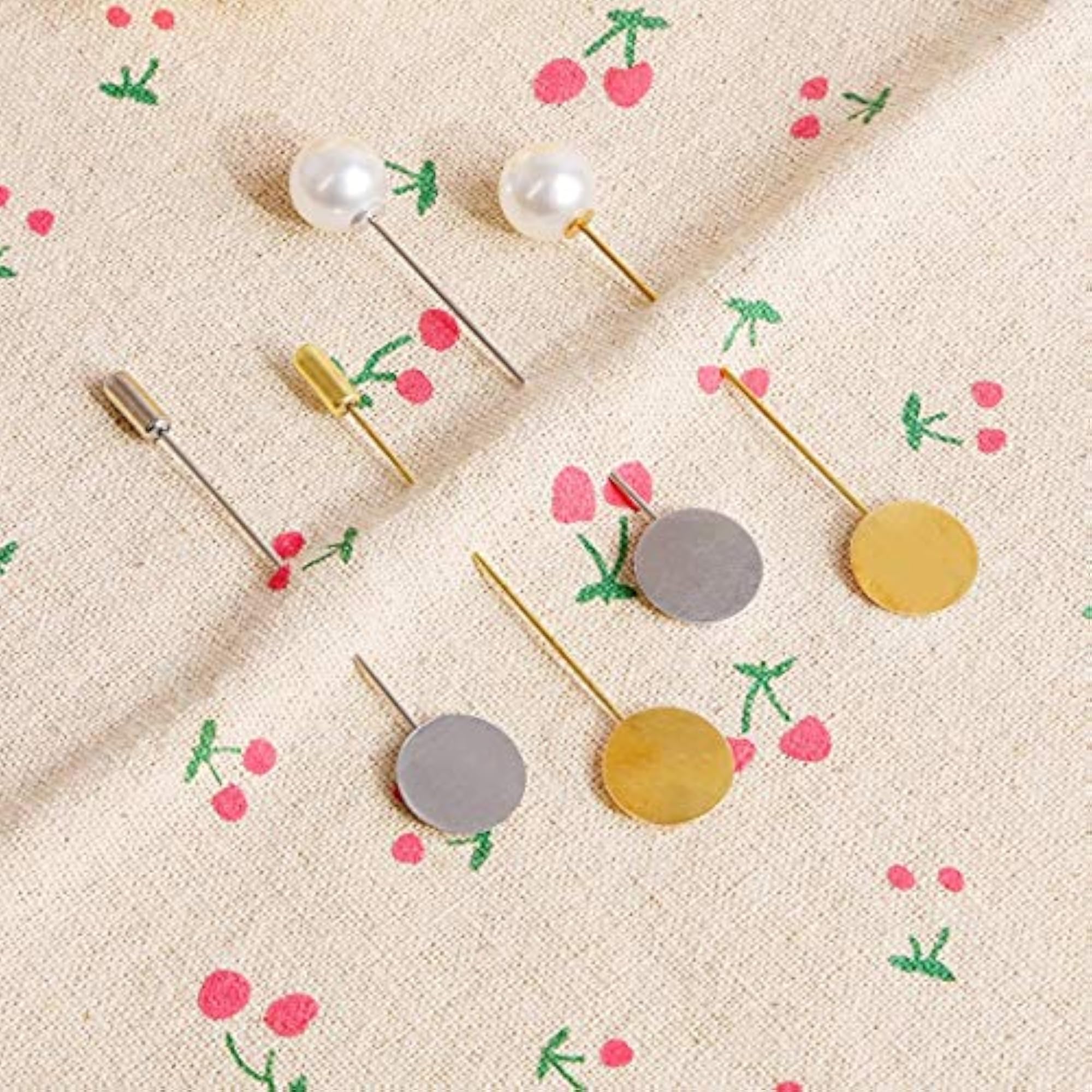 Pearl Alloy Copper Long Brooch Pin, Pack of 10