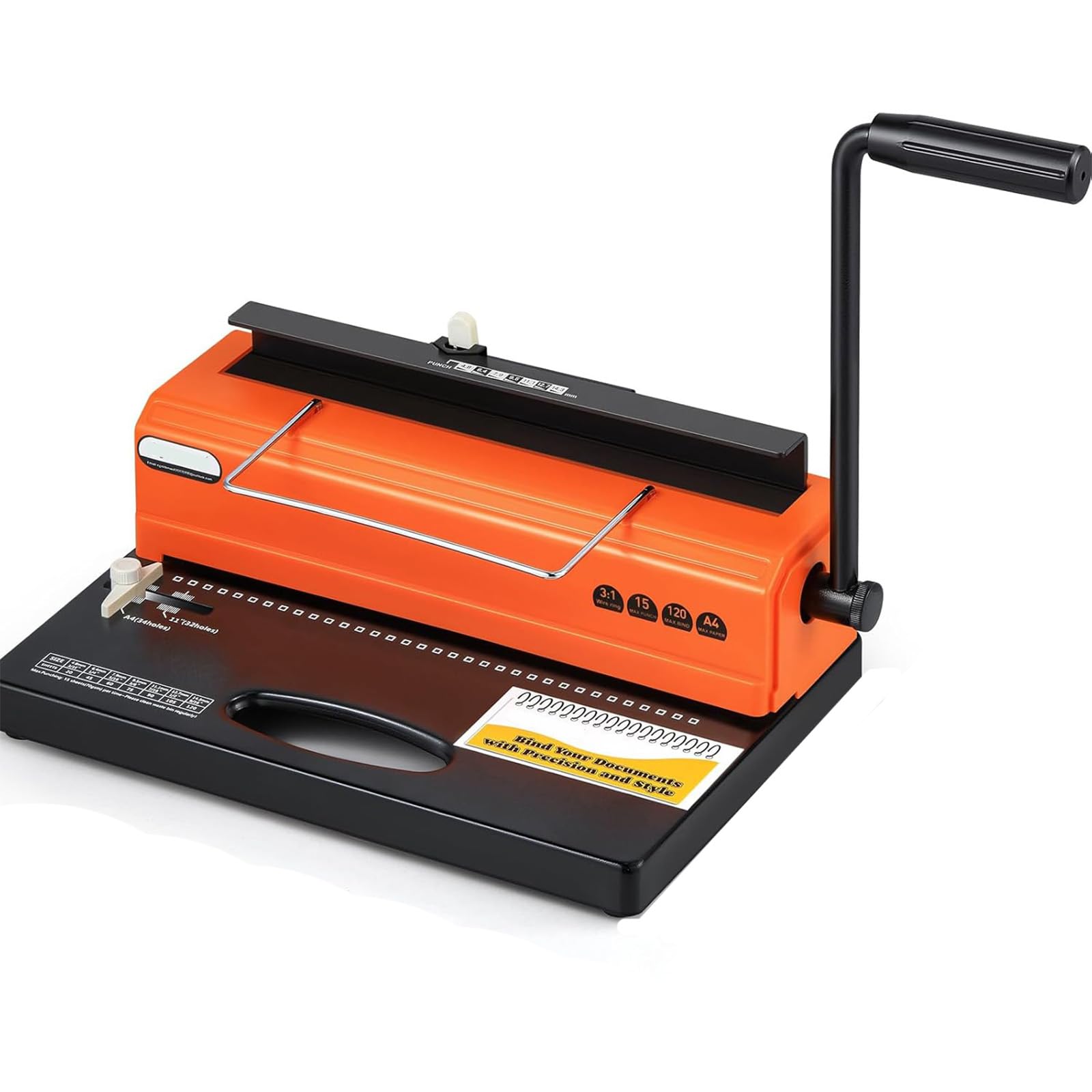 MYFTNP 34-hole Wire Binding Machine, Punch 15 Sheets(80g), Binding 120 Sheets, 3:1 Pitch, Spiral Binding Machine, Coil Binder For Office, Home And School, Letter Sizes/a4/a5/b5