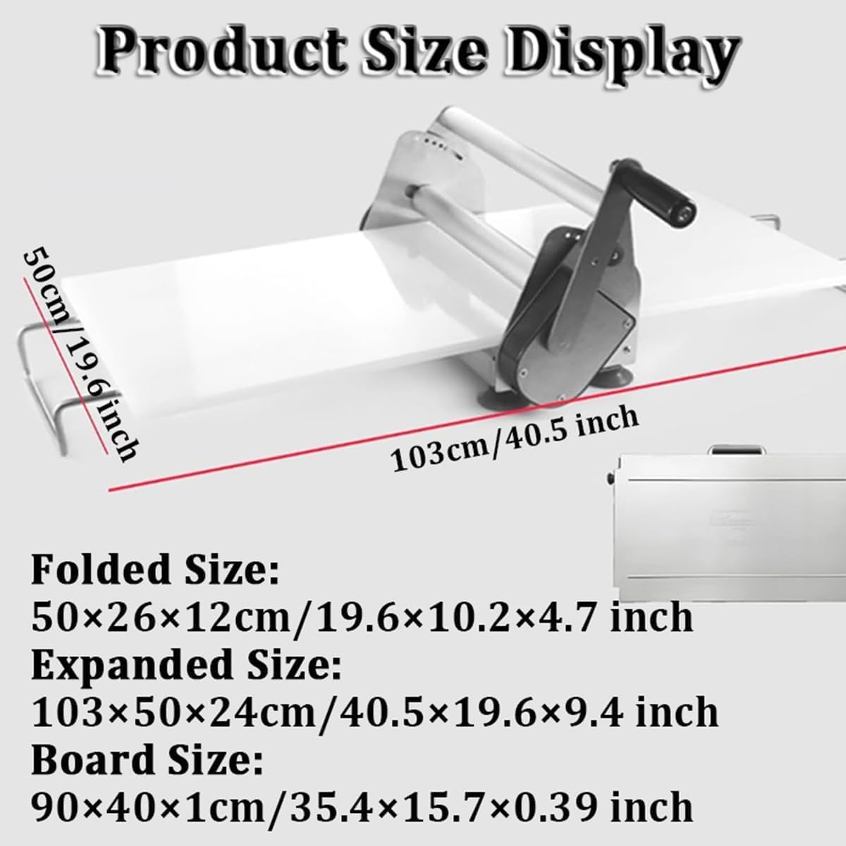 Laminadora De Masa Manual Laminadora De Masa Hojaldre Plegable Manual Comercial Rodillo De Repostería Plegable Compacto, Prensadora De Masa De Hojaldre, Acero Inoxidable, Grosor Ajustable