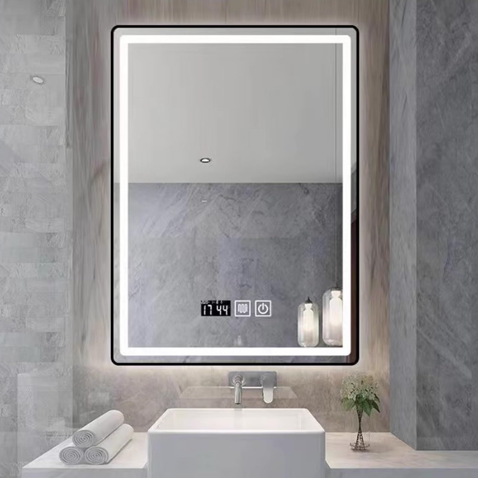 Miroir maquillage mural led intelligent rectangle anti-buée
