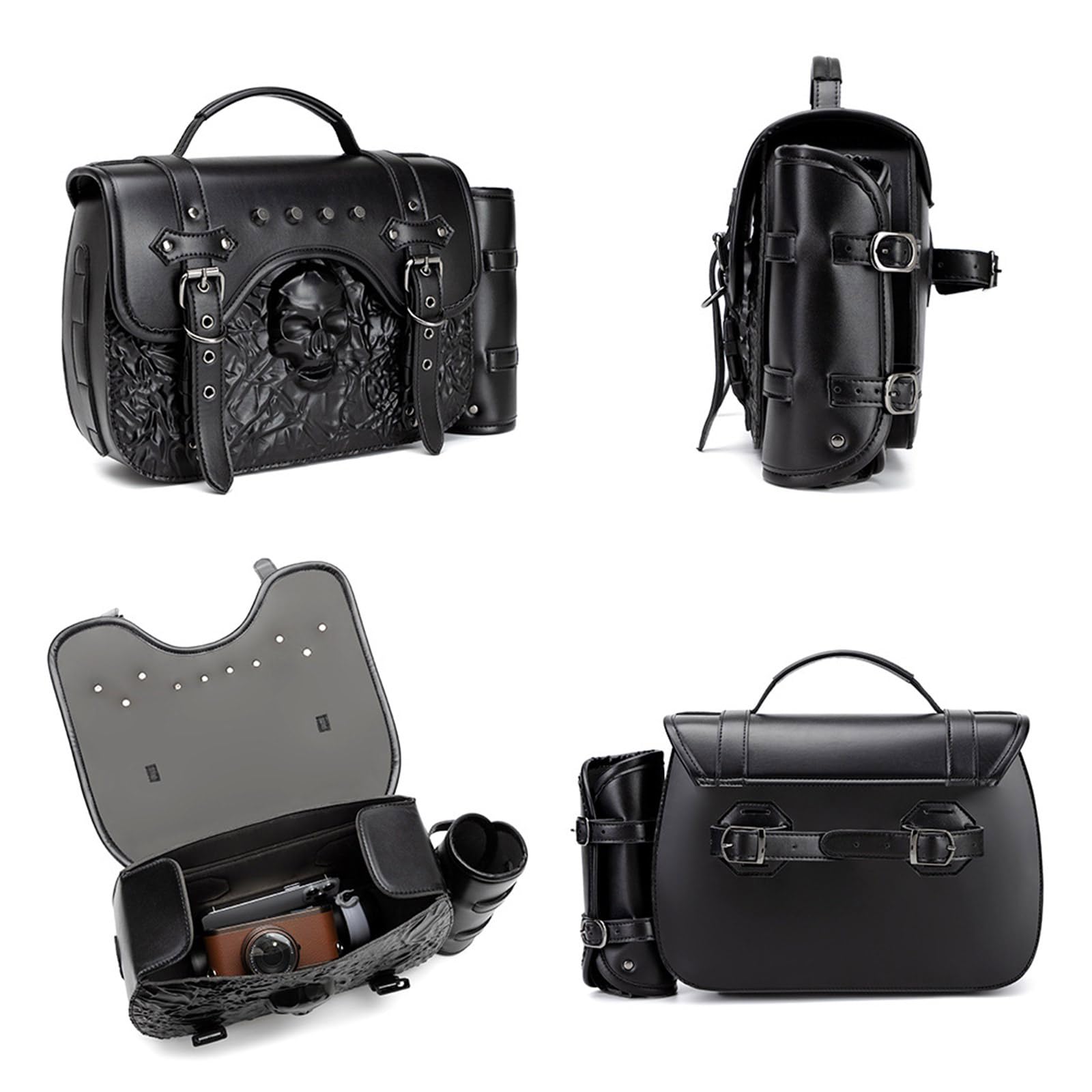 Bolsa trasera, asiento, alforjas, equipaje, multifuncional, piel sintética, cascos, almacenamiento, herramientas, cuero