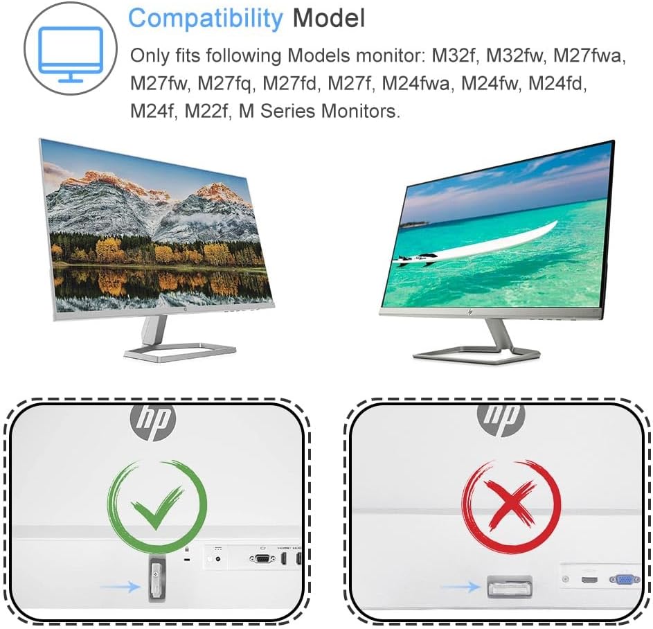 IFCASE Quick Attach Metal VESA Adapter for HP M32f, M32fw, M27fwa, M27fw, M27fq, M27fd, M27f, M24fwa, M24fw, M24fd, M24f, M22f Monitors to Stand, Arm, Desk Mount (2)