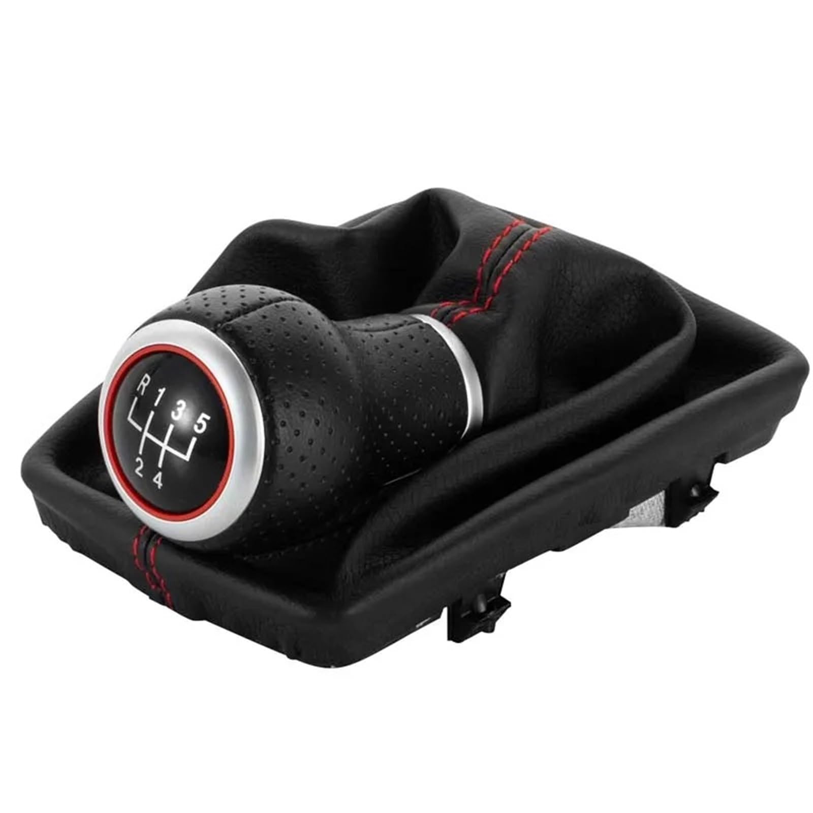 Dufwehr R12345 Shifter Knob For For A4 S4 8K 8T 8R For S-Line 2007-2015 Gear Shift Knob Lever Stick Pen Car Accessories Gaiter Red Line Boot Cover(R12345)