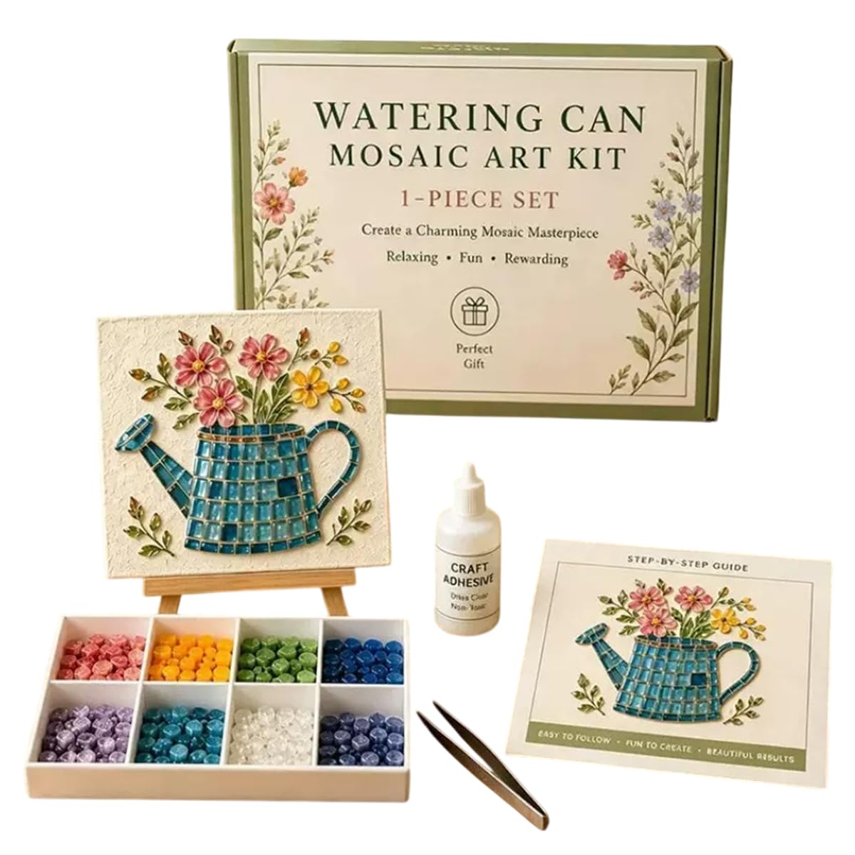 Sea Glass Mosaic Art Set DIY Handicraft Set with Frame Suitable for Adults and Beginners to Make Used for Home Decoration Ornaments