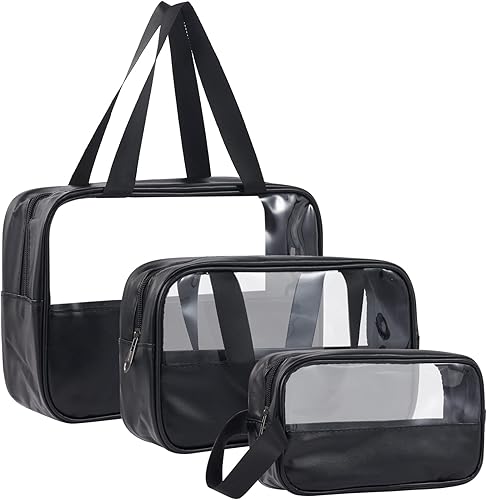 Miniatura 9 de SOMIER Paquete de 4 bolsas de aseo transparentes impermeables aprobadas por la TSA bolsa de transporte con cremallera bolsa de viaje portátil de PVC