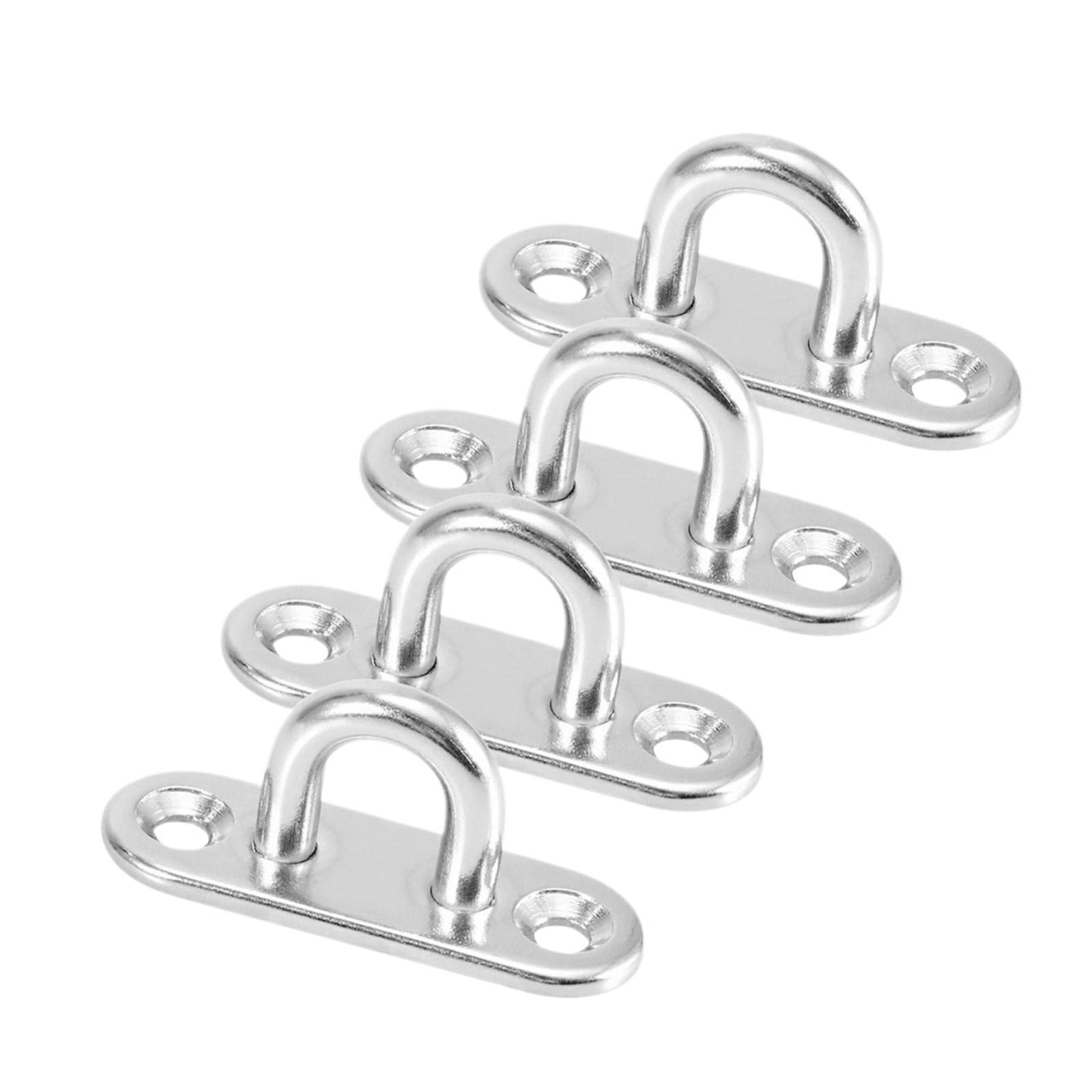 LTYKNGH Eye Plate 4pcs Hook Eye Plate Heavy Oblong Duty Steel Stainless Pad Wall U Boat Ceiling Hanger Ring Garage Hammock(M6)