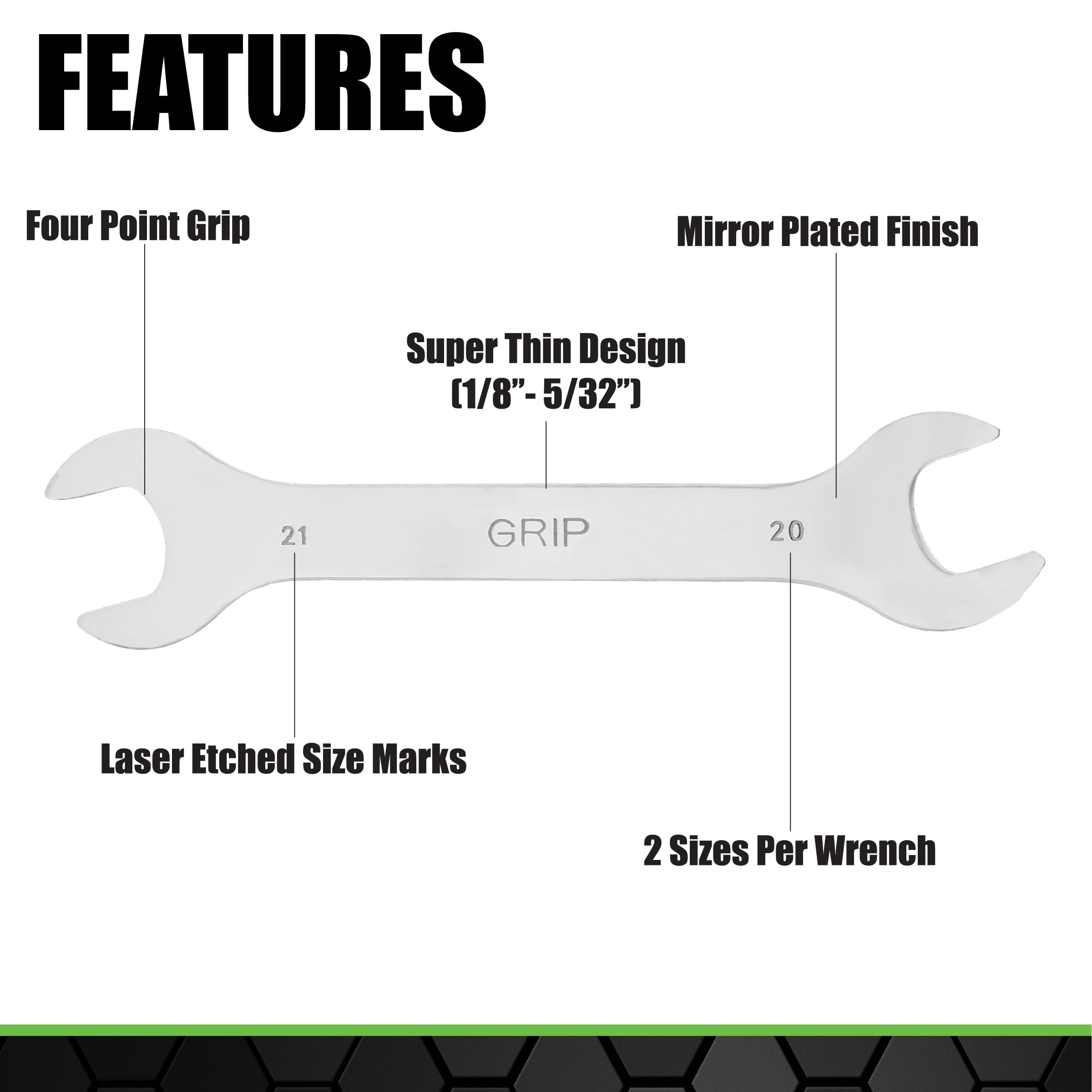 Grip 9 pc Thin Wrench Set MM by Grip