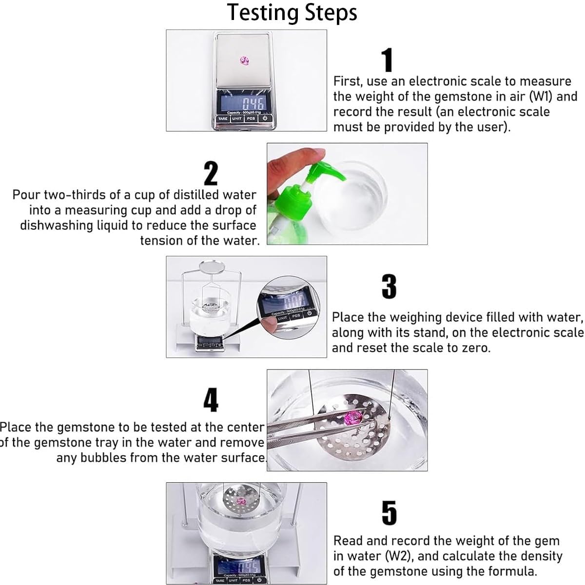 COYEUX Kit per La Determinazione della Densità in Laboratorio, Telaio per Pesatura Idrostatica, per Campioni Solidi E Liquidi, Identificazione di Pietre Preziose, Valutazione di Gioielli E Analisi