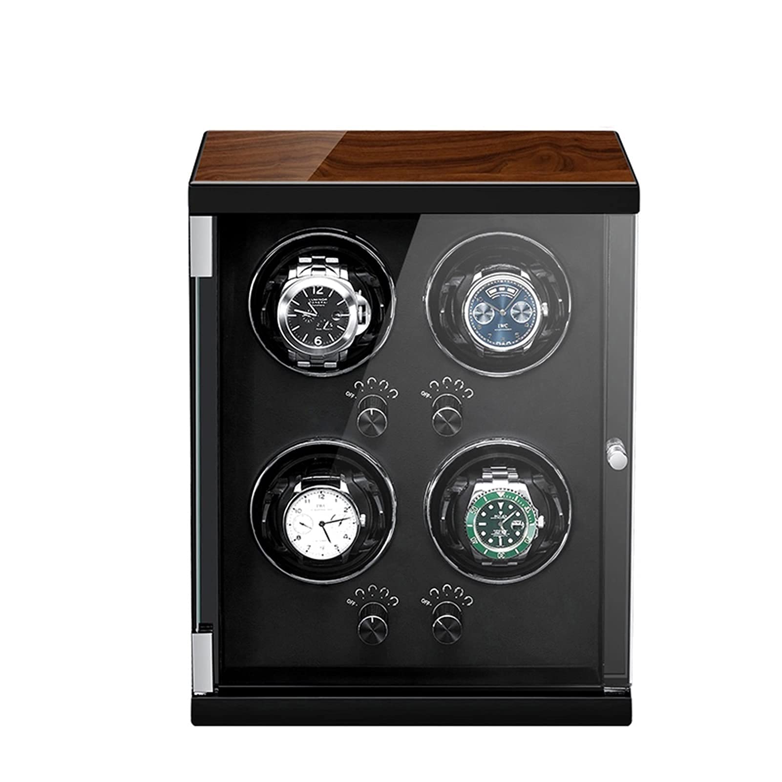 QUSYZD Watch Winder ror 1/2/4 Winding Spaces Watch Winders for Automatic Watches,Built-in LED Illumination and LCD Touchscreen Control,Wooden Piano Finish, Adjustable Watch Pil,