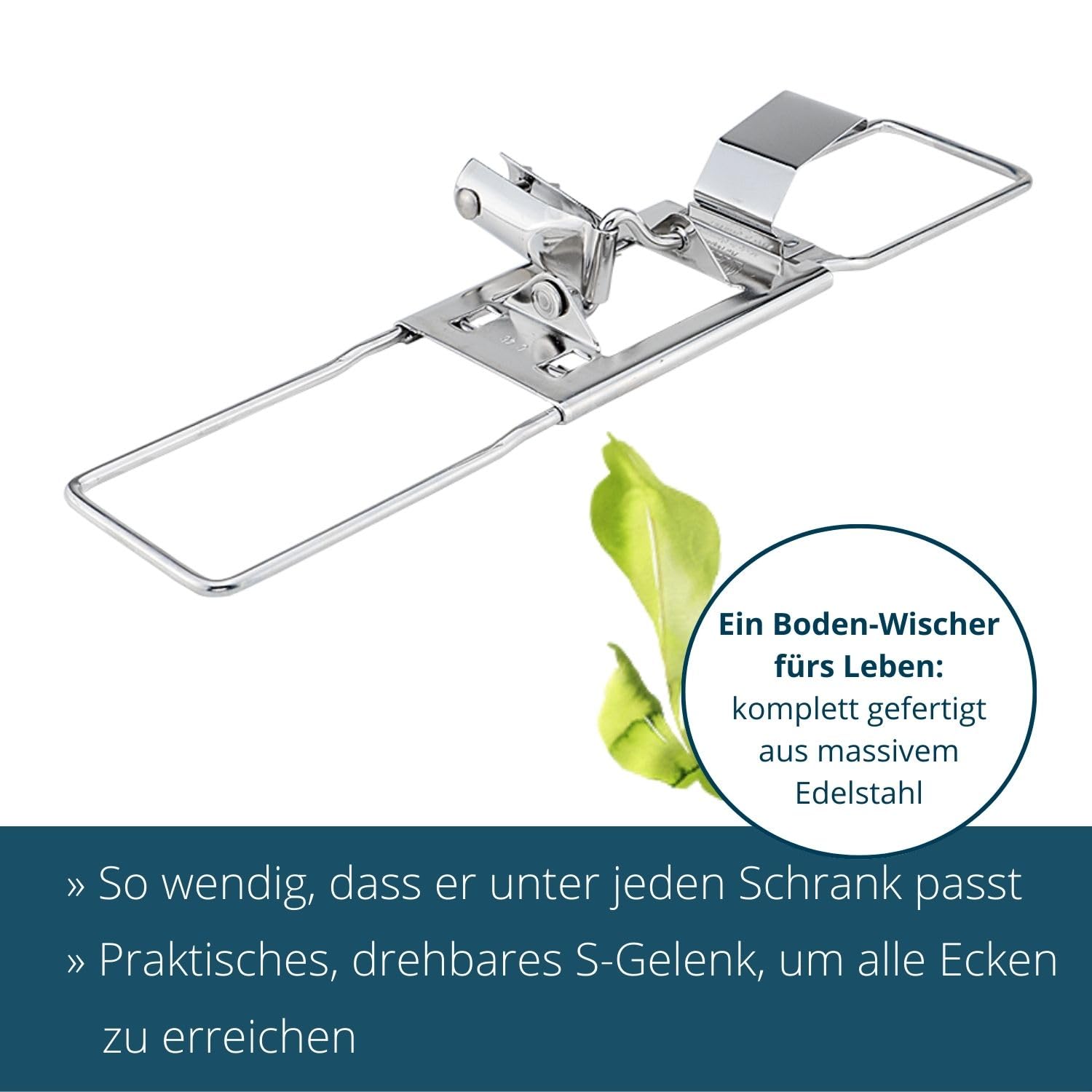 Ha-Ra Set Bodenexpress 42 cm aus Edelstahl mit Mach 6 Bodenfaser & 500 ml Konzentrierte Vollpflege I Universalreiniger I robuster & wendiger Wischmop mit rutschfestem Griff & teilbarem Stiel
