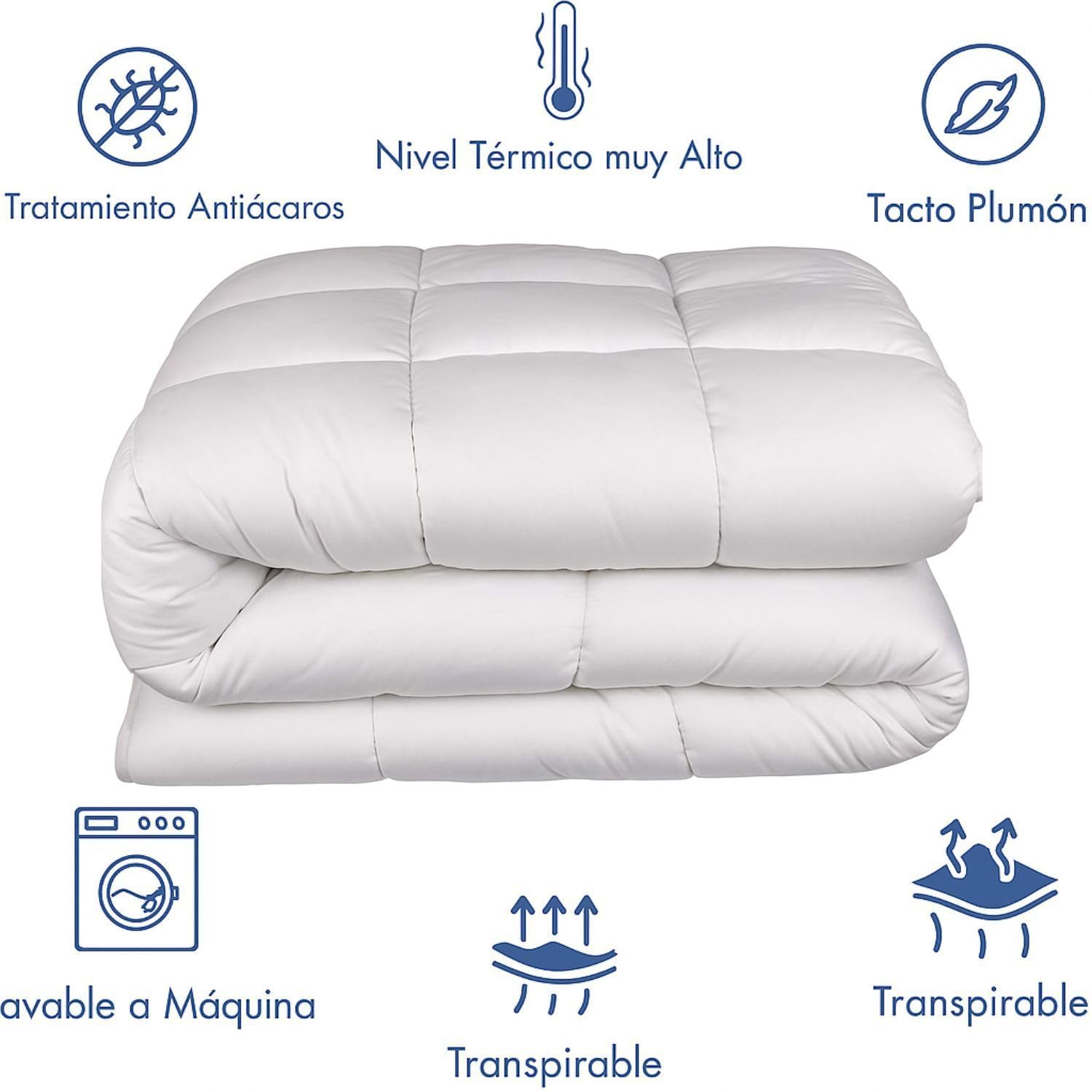 DONATELLA Relleno NÓRDICO. Edredón Hipoalergénico de Fibra Hueca 400 gr, Color Blanco - Lavable en Lavadora (Todas Las Medidas Disponibles). Cama 135 cm CUTI-400