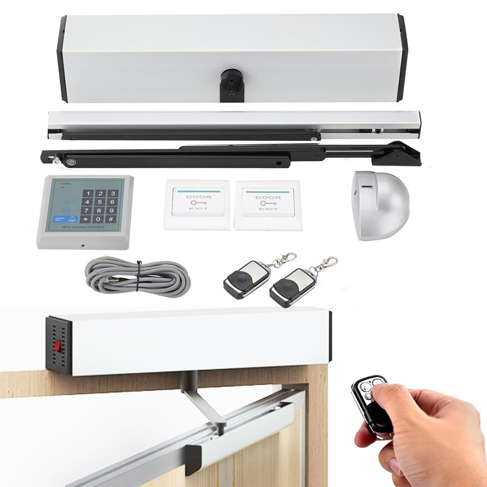 Kit abridor automático de puerta con motor de alta resistencia de 50W y empuje exterior