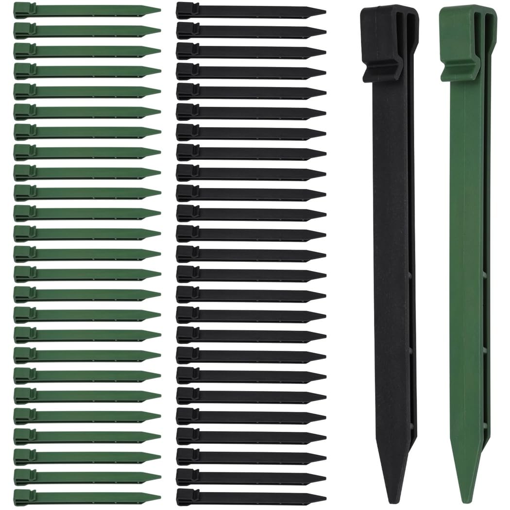 50 estacas de borde de paisaje, estacas de valla de jardín de 10 pulgadas, estacas de anclaje de plástico resistente, estacas de tablero de terraza, estacas de red resistentes para bordes y fijación