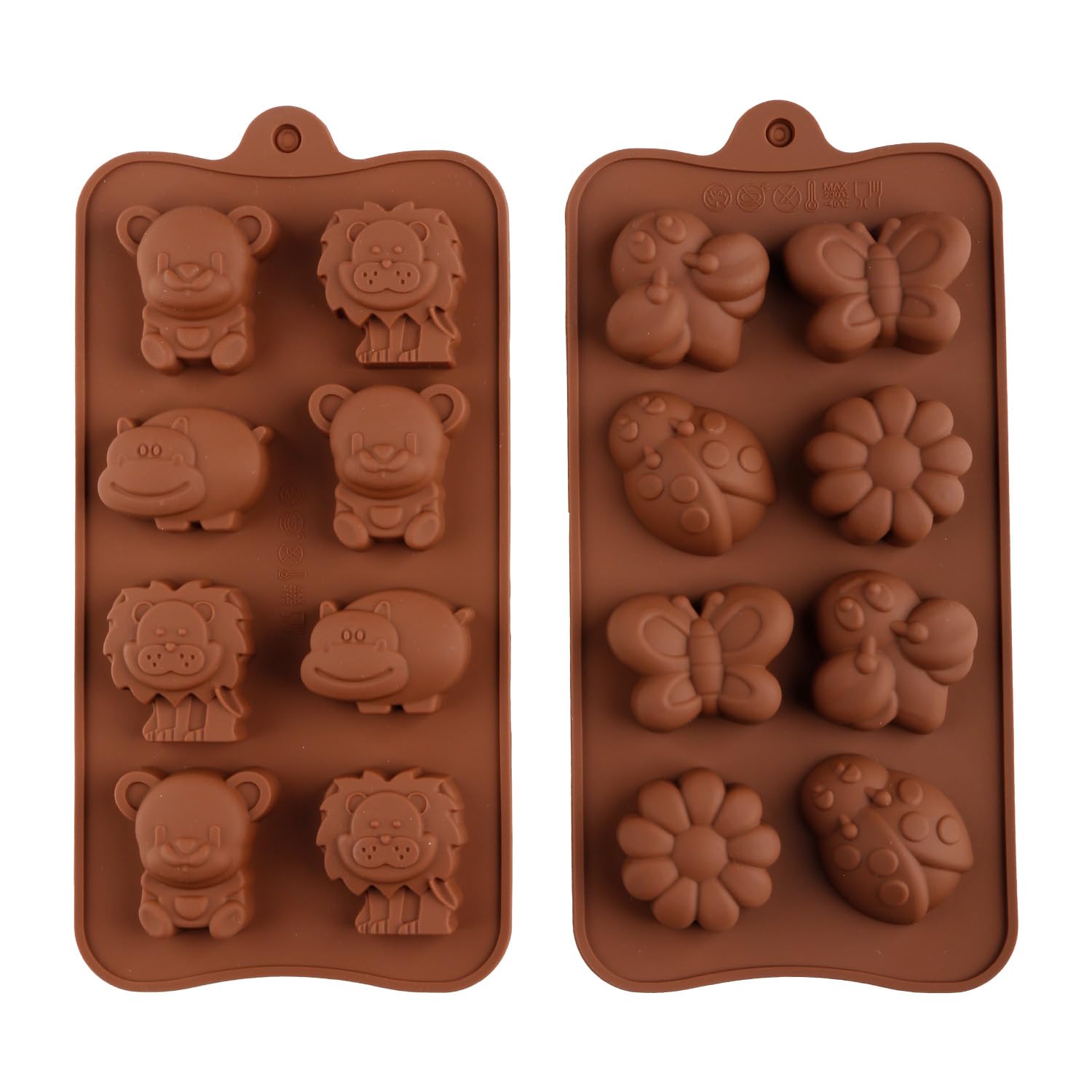 Hopzab 2PCS Animal & Insect Silicone Molds, 3D Reusable Candy, Chocolate, Jelly, Soap Molds Set, Food Grade Non-Stick for DIY Crafting, Pudding, Cakes