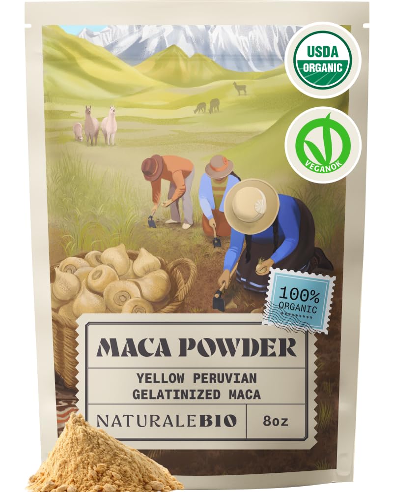 NaturaleBio Fitoterápico de maca em pó orgânica gelatinizada 227 g
