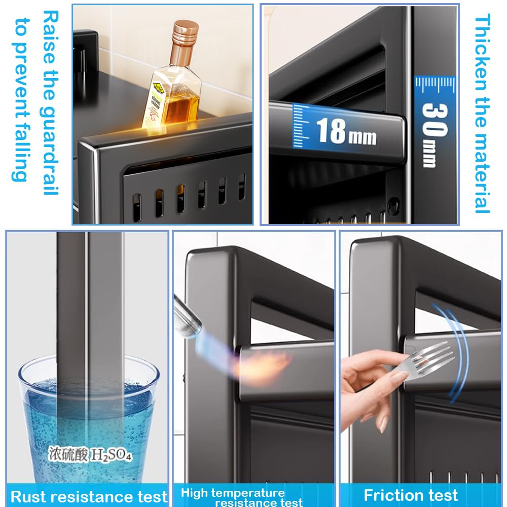 Soporte Extensible Para Microondas,Estante De Microondas De Acero Al Carbono,Soporte Microondas Ajustable 1 Niveles Con Organizador Especias,Soporte De Almacenamiento De Vajilla (1 Niveles)