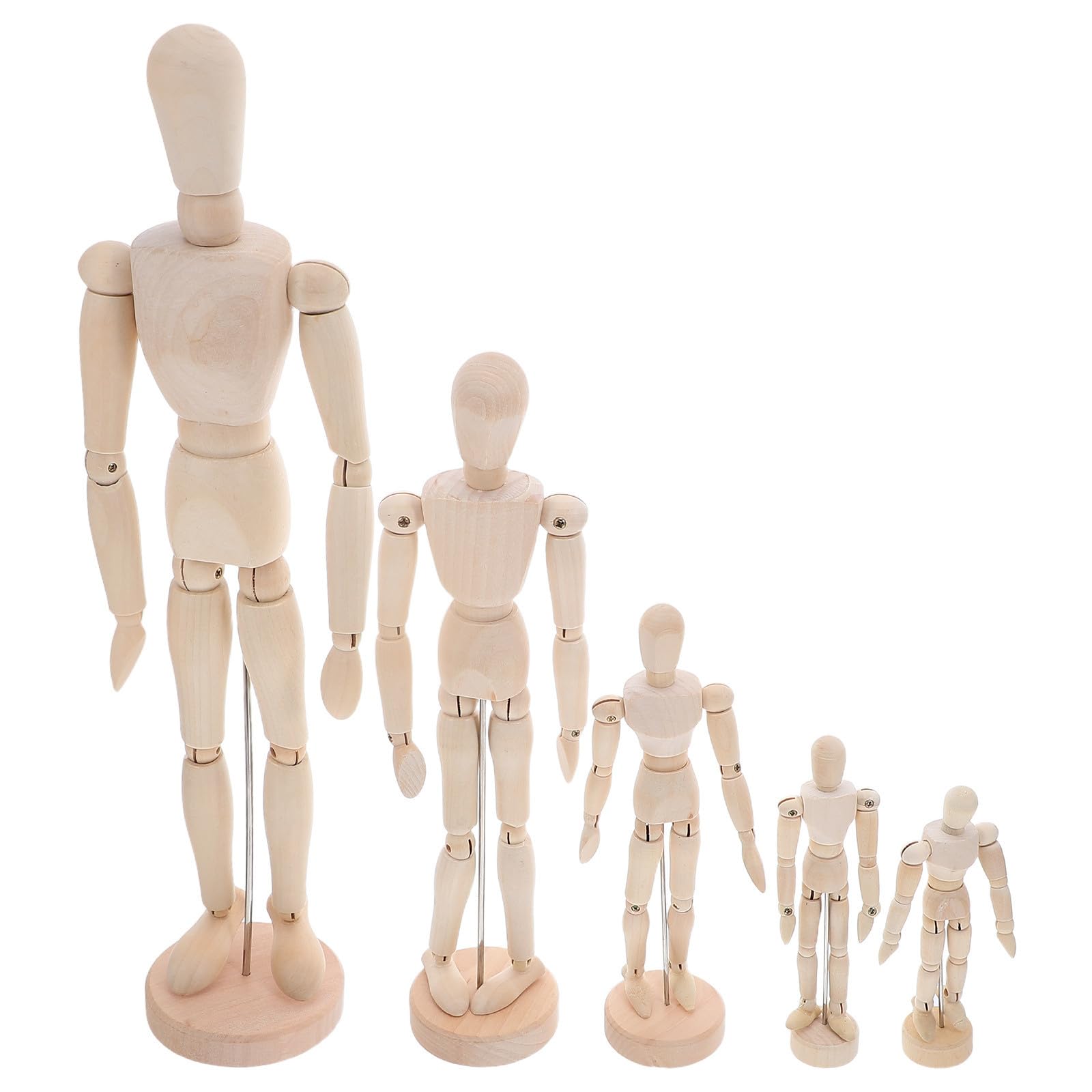 MAGICLULU Mannequin Bois Articulé et Articulation Précise avec Support Stable 5 Pièces Design Détaillé pour Dessin de Figure pour Artistes et Étudiants en Art en Workspace
