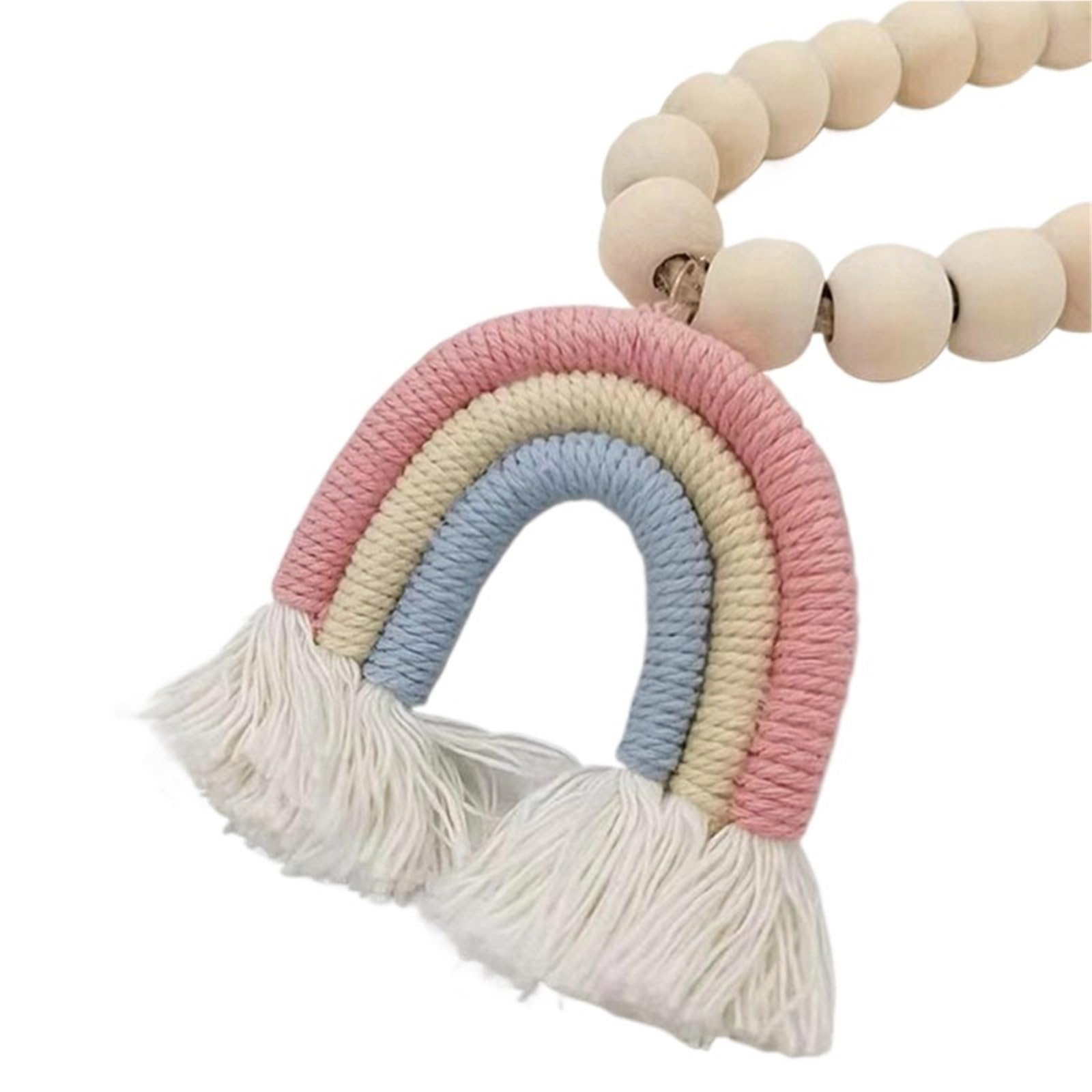 Sujetacortinas boho con cuentas de madera y flecos de colores para decoracion de granja, 2 uds
