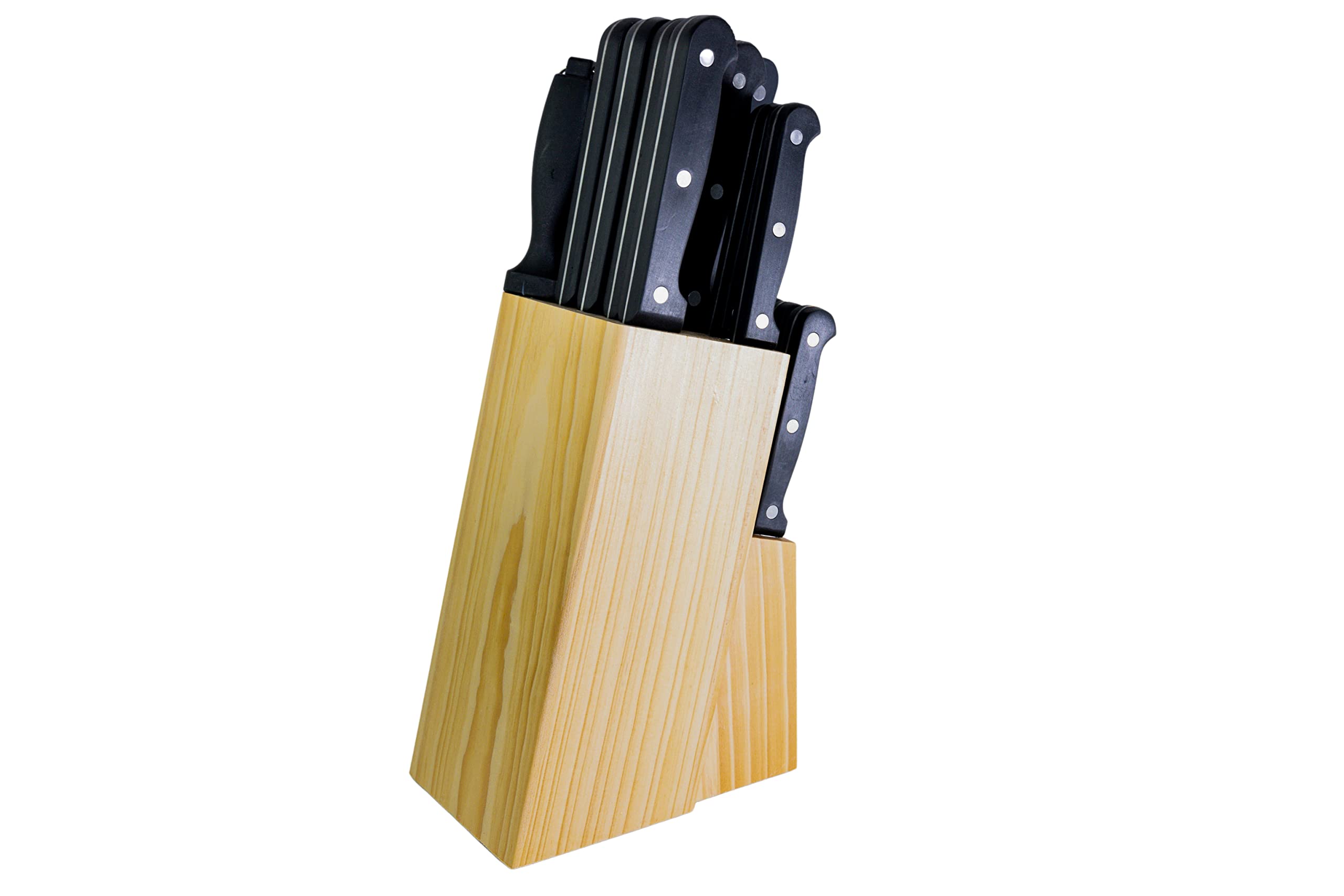 Pradel Excellence - Bloc Couteaux et Accessoires 17 Pièces - Lames Acier Inoxydable - Manches POM 3 Rivets - Fourchette, Fusil, Ciseaux - Bloc Bois - Boîte Couleur