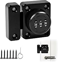 Keyless Door Latch 3 Digit Code Lock with Security Fixing Screws - Sliding Door Lock for Cabinet Cupboard Black