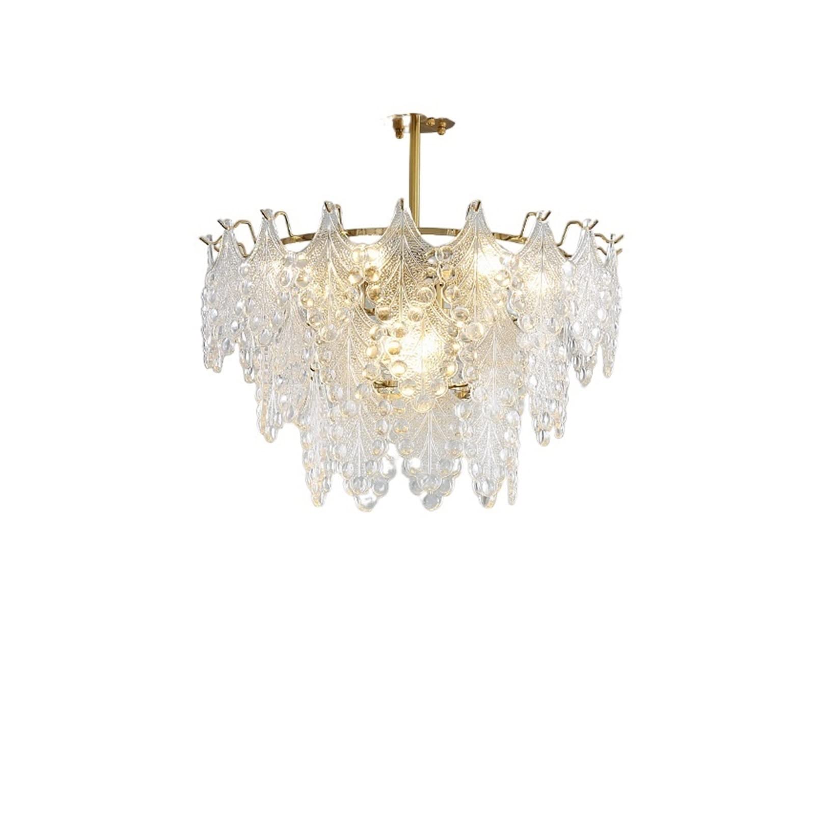 ASerZenith Chandeliers French Light Luxury Living Room Chandelier Pastoral Bedroom Lamp Villa Hall Lamp Nordic Net Red Creative Restaurant Chandelier,Hanging Light,Red-A 60Cm Diameter/3Levels