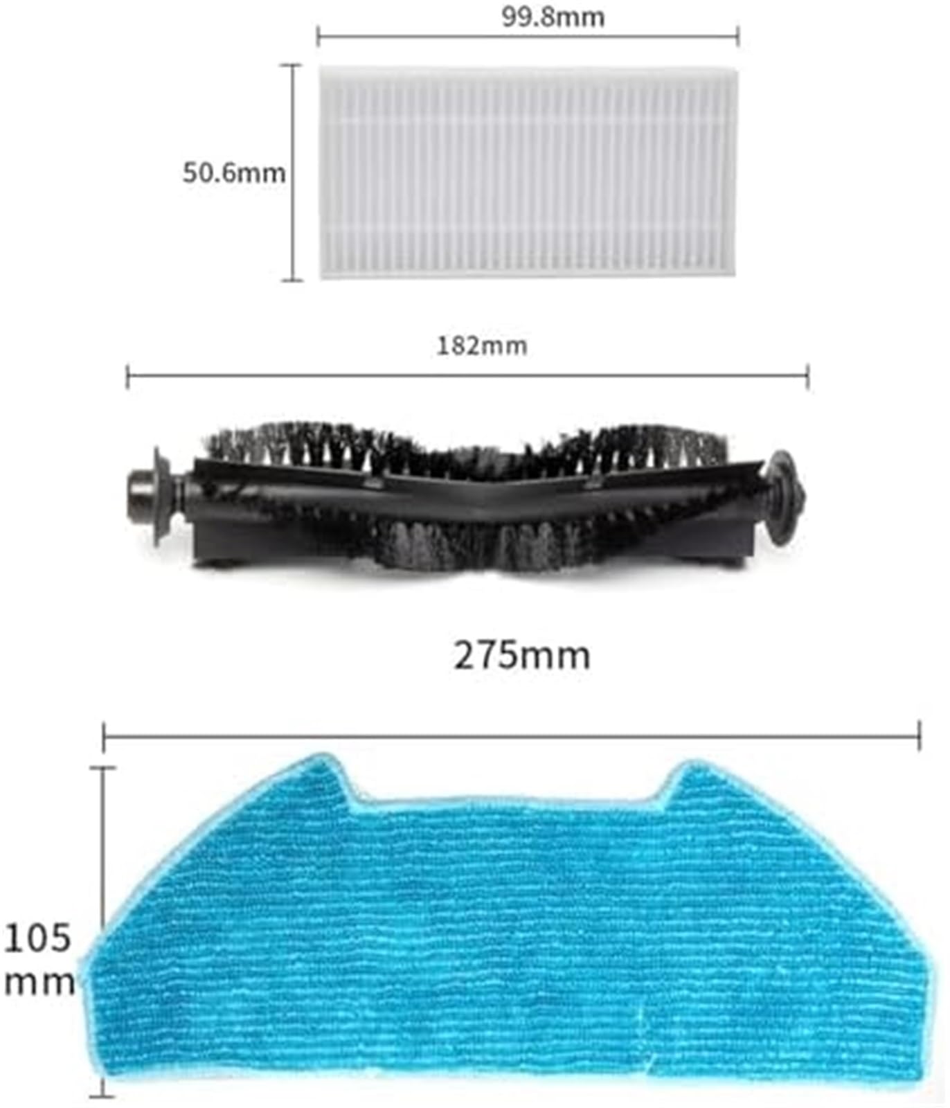 Zestaw części zamiennych do Bobsweep Dustin, do filtrów szczotek głównych, szczotek bocznych, worków na kurz, ściereczek do mopa Zestaw do konserwacji odkurzacza