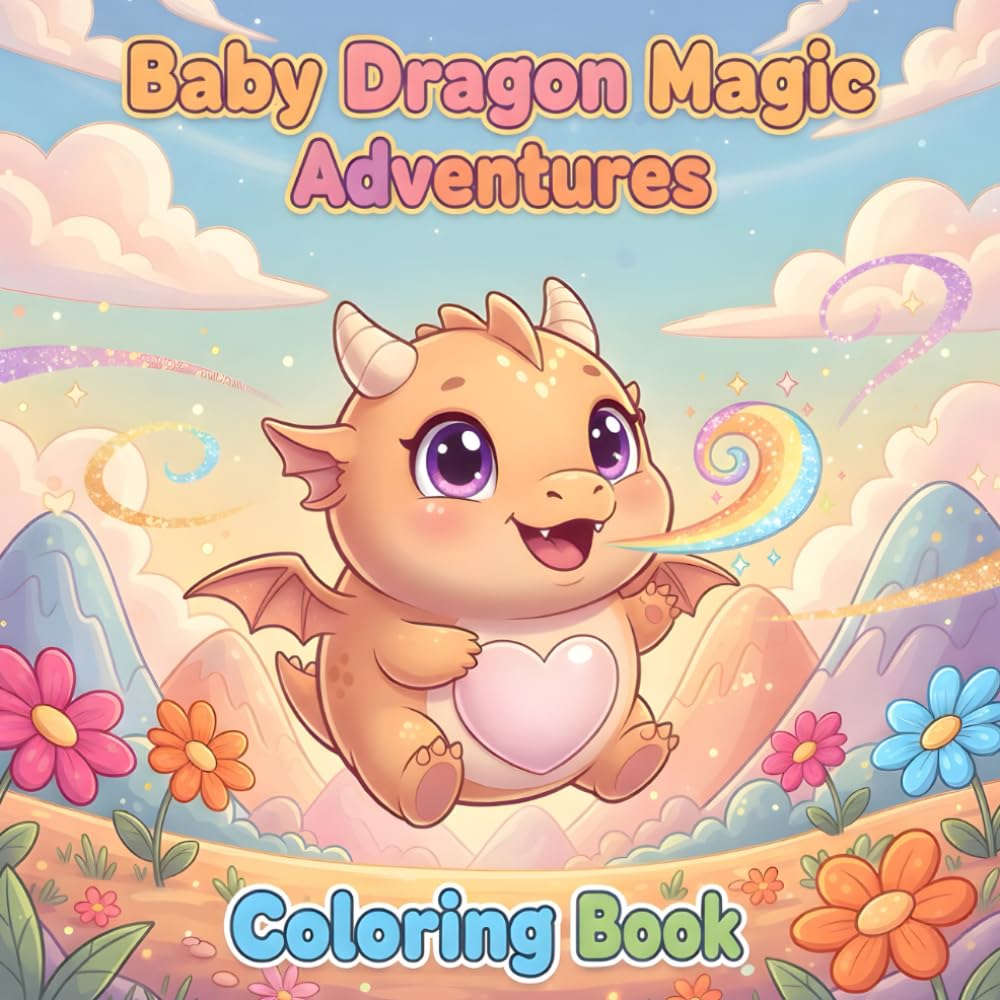 Baby Dragon Magic Adventures Coloring Book: A magical journey where baby dragons learn, play, and shine with creativity.