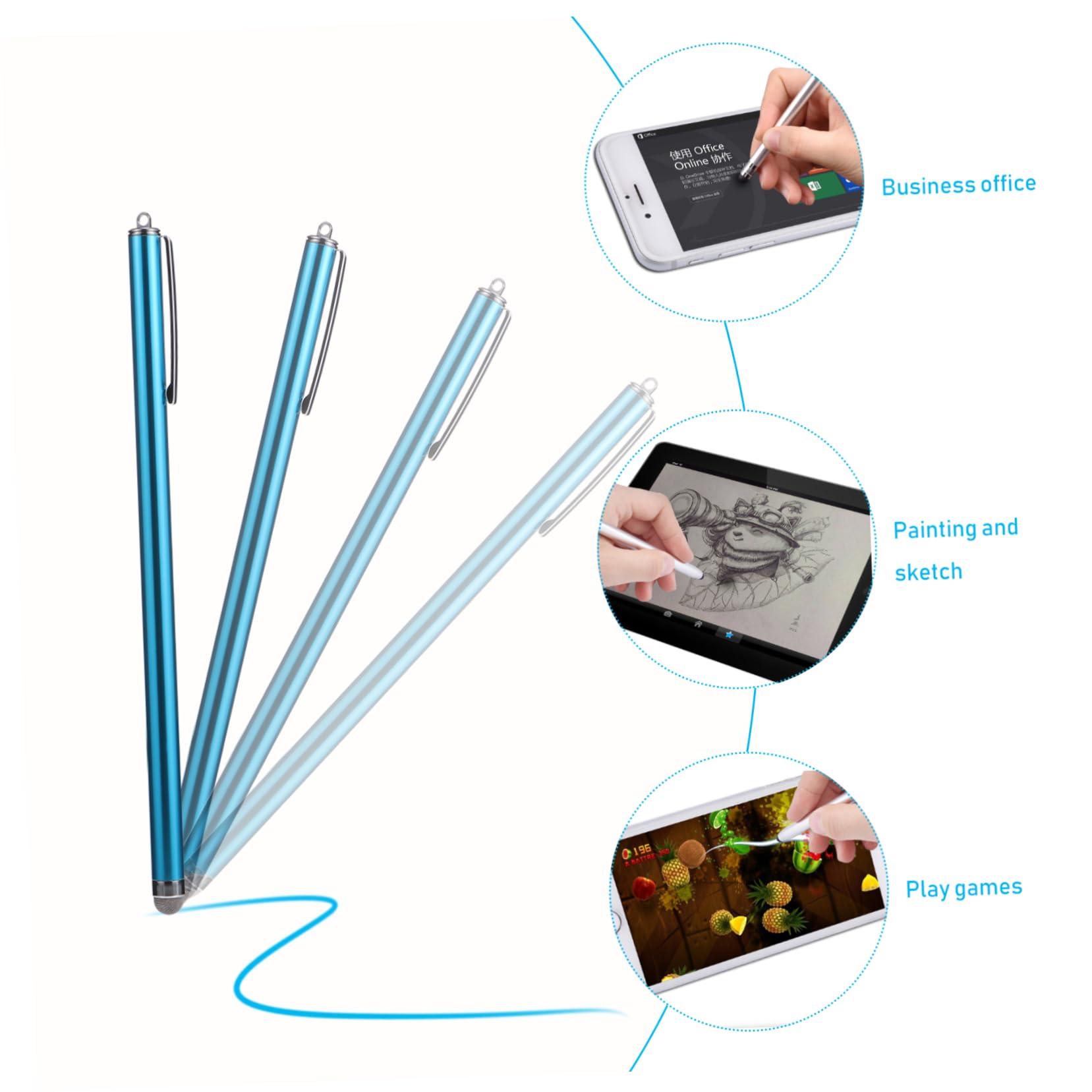 HOMSFOU 18pezzi Pennino Capacitivo Con Punte Per Tablet e Smartphone Sensibilità Elevata Resistente Alle Impronte Generosa Per Scrittura e Disegno