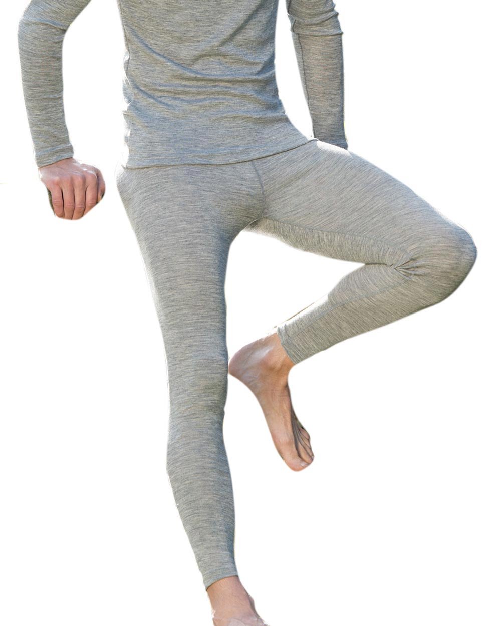 Engel, Men's Thermal Leggings, 70% Organic Merino Wool, 30% Silk (UK 36/38 Chest (Medium) - EU 46/48, Light Grey Melange)