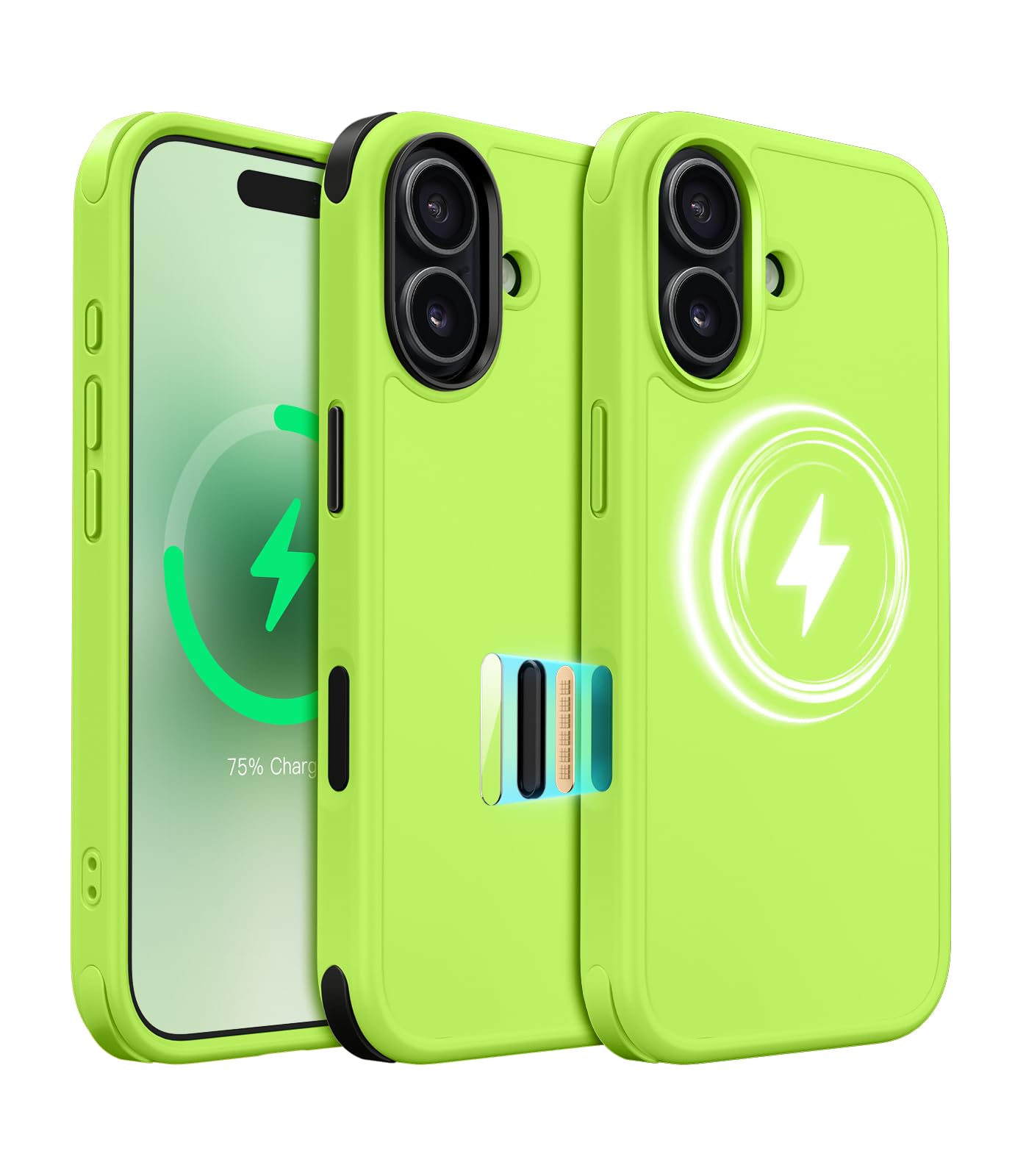 Coque iPhone 17 MobNano MagSafe verte antichoc avec 2 styles interchangeables - 8