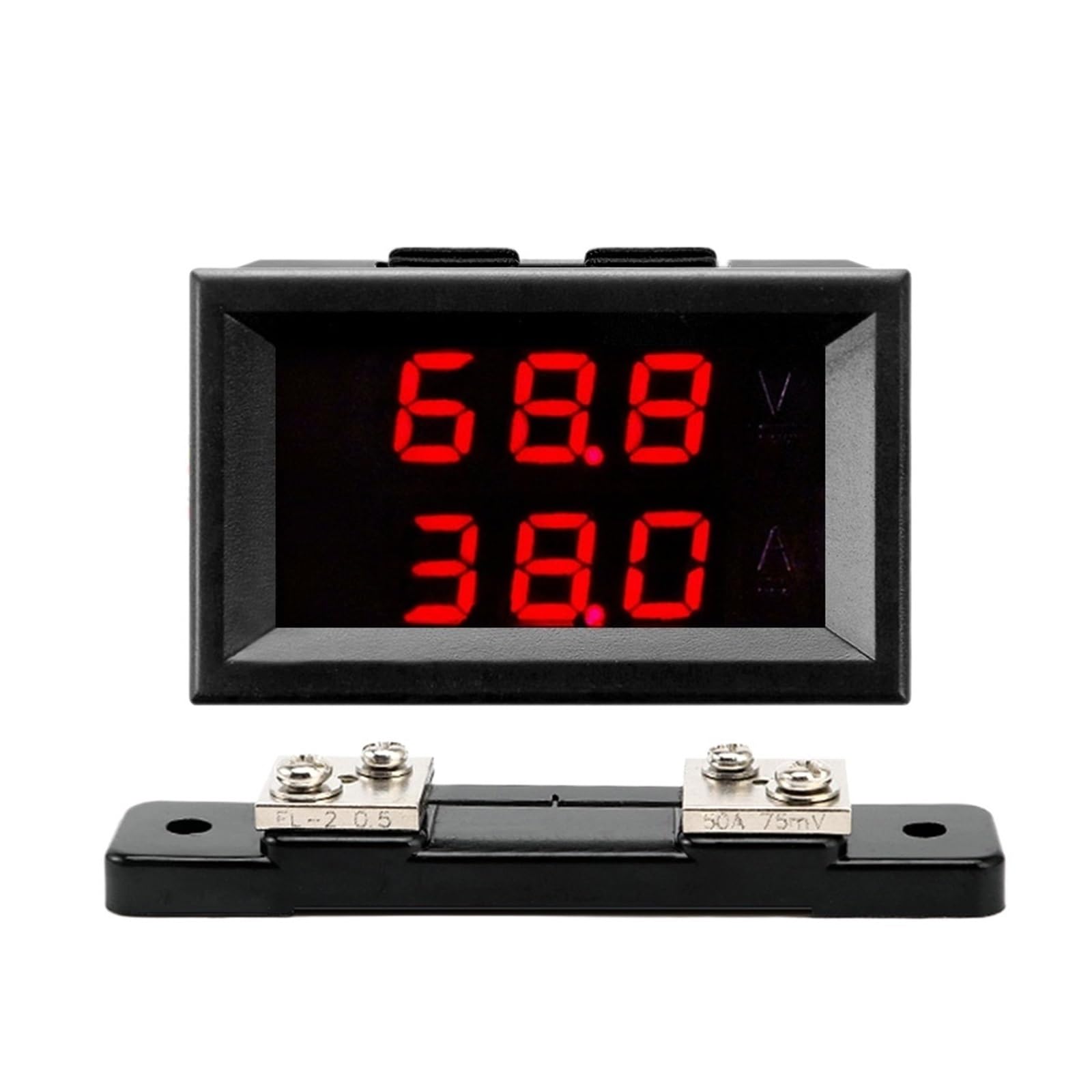 BFSYDLUJ Dual LED Display 0.28 DC0-100V/50A current meter Digital Ammeter Voltmeter 5 wire with shunt(Red blue)