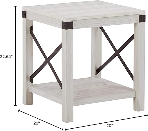 Miniatura 3 de Signature Design by Ashley Bayflynn - Mesa de sofá moderna estilo granja, color blanco lavado