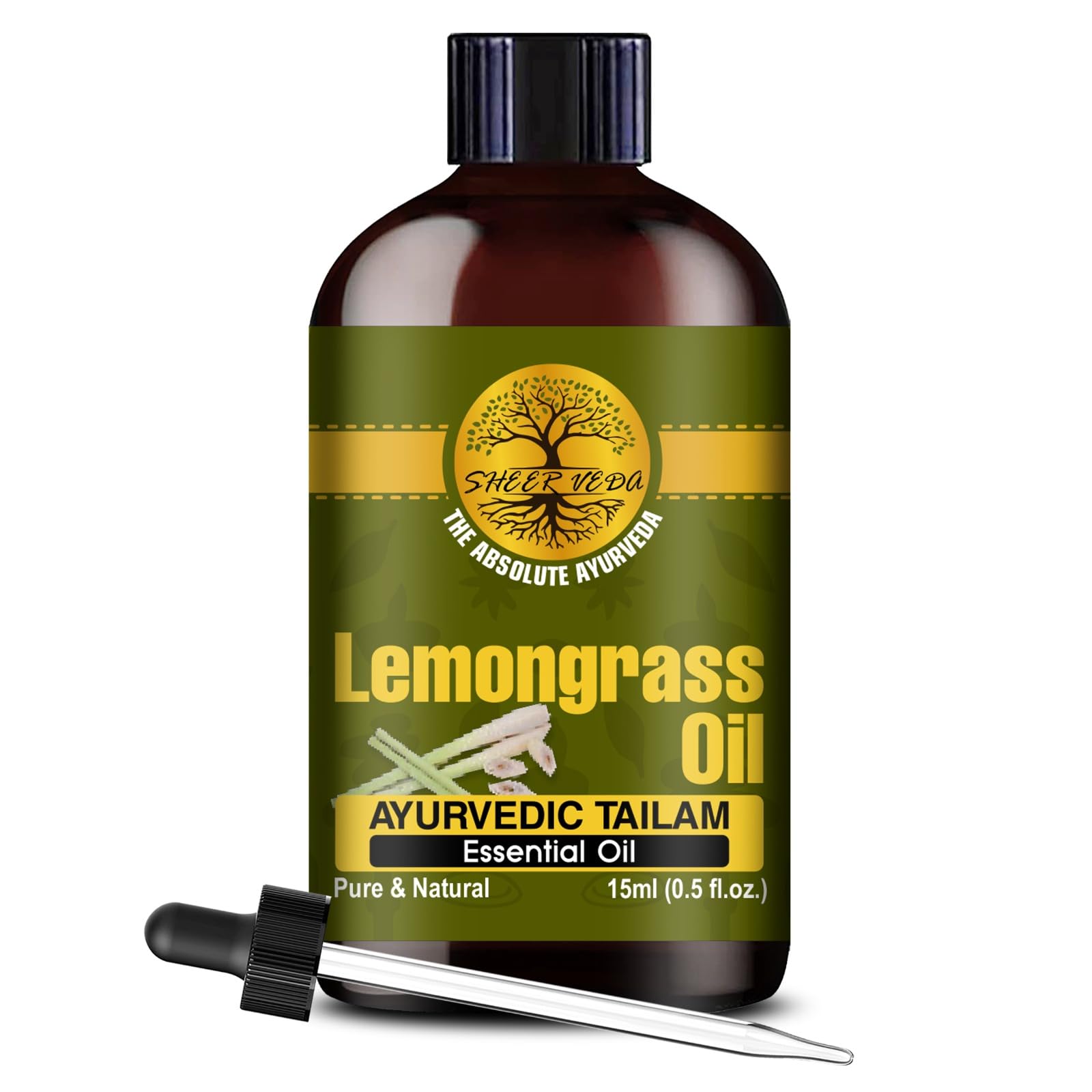 Sheer Veda Lemon Grass Essential Oil Natural, Undiluted for Skin, Hair and Aromatherapy. (15 ML)