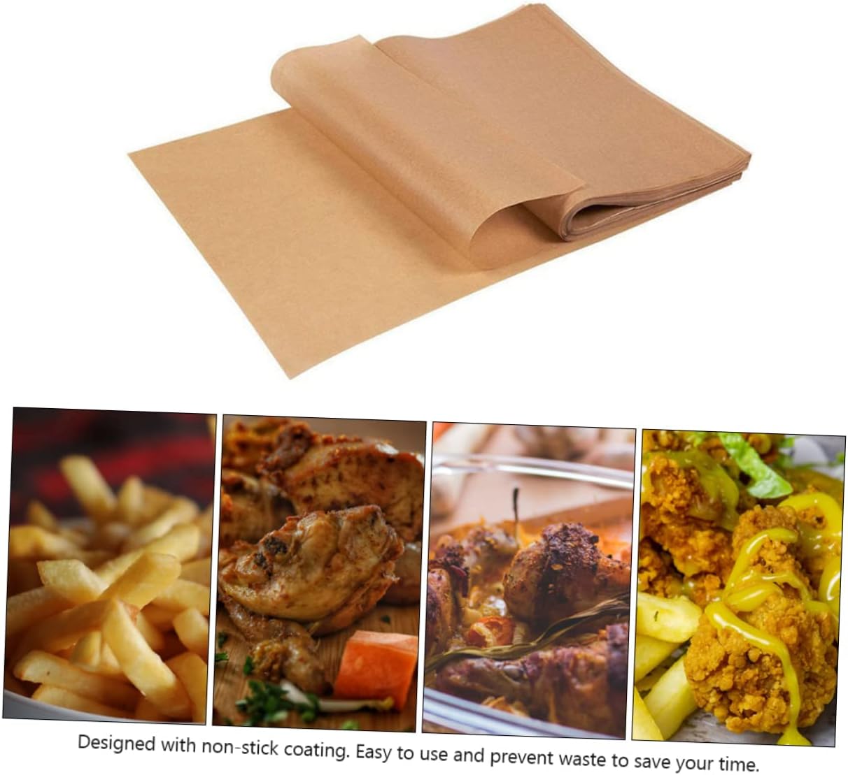 200pcs Non-stick Baking Paper Unbleached Oil-absorbing Bbq Paper for Air Fryer and Oven Oilproof Cooking Parchment for Easy Cleanup