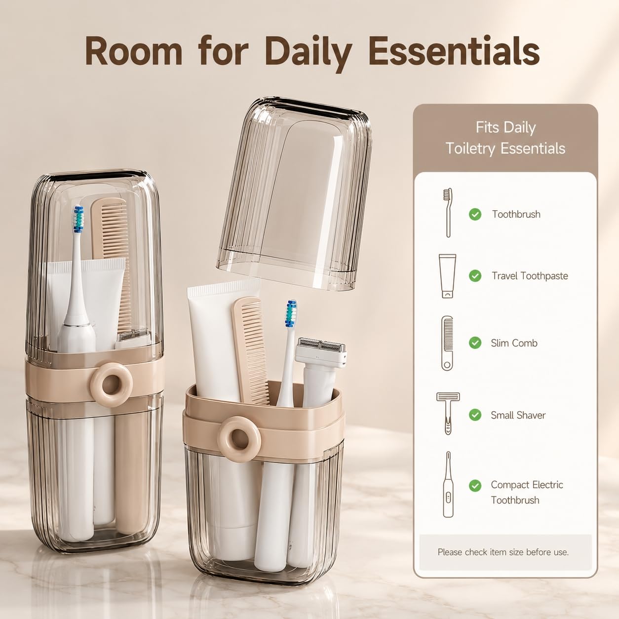 Estuche de viaje para cepillo de dientes, soporte para cepillo de dientes 2 en 1 y taza de enjuague, taza de cepillo de dientes de gran capacidad con tapa, soporte portátil para cepillo de