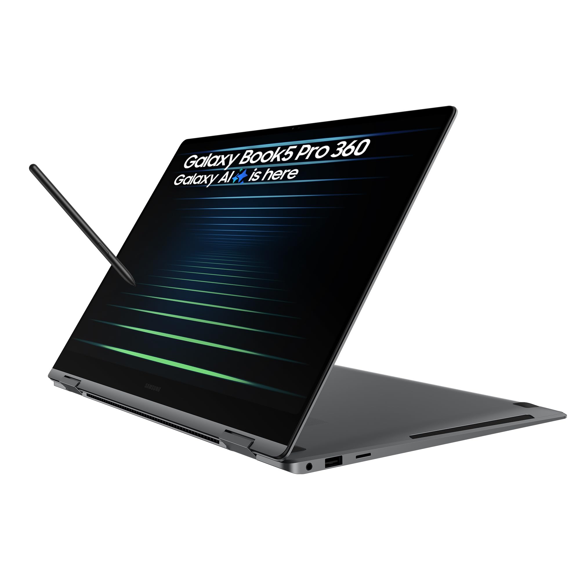 Samsung Galaxy Book5 Pro 360, Copilot+ PC, AI Laptop, 16" Touchscreen, S Pen Included, Intel Core Ultra, 16 GB Memory, 512 GB Storage, Wi-Fi 7, Long Battery Life, Gray