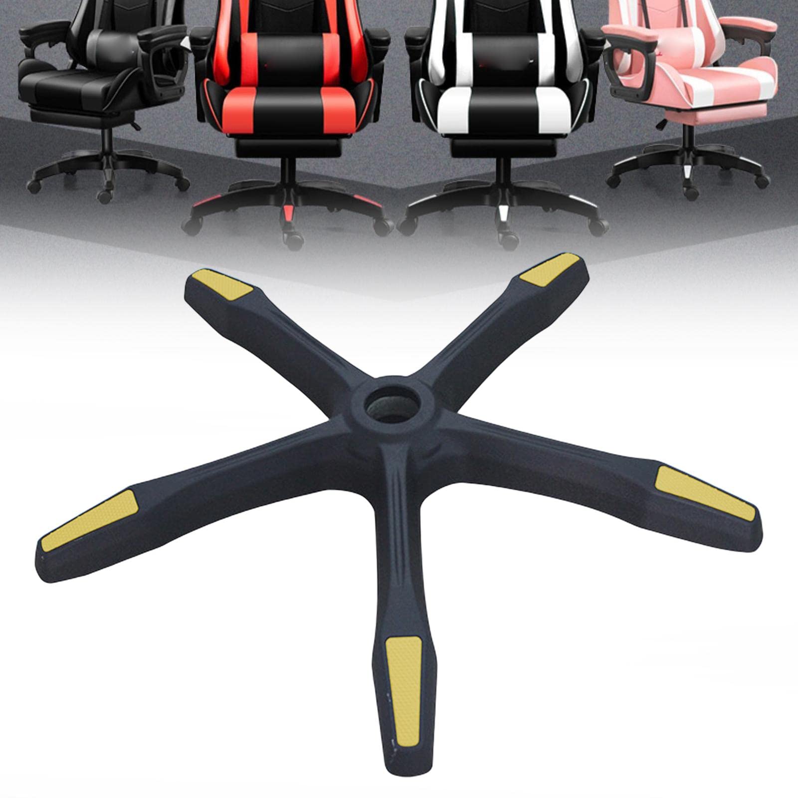 B Baosity Base de Silla Oficina Compatible con Reparación de Pata Giratoria de Silla de Escritorio Accesorio Universal Reforzado para Silla Pieza Metálica, Amarillo