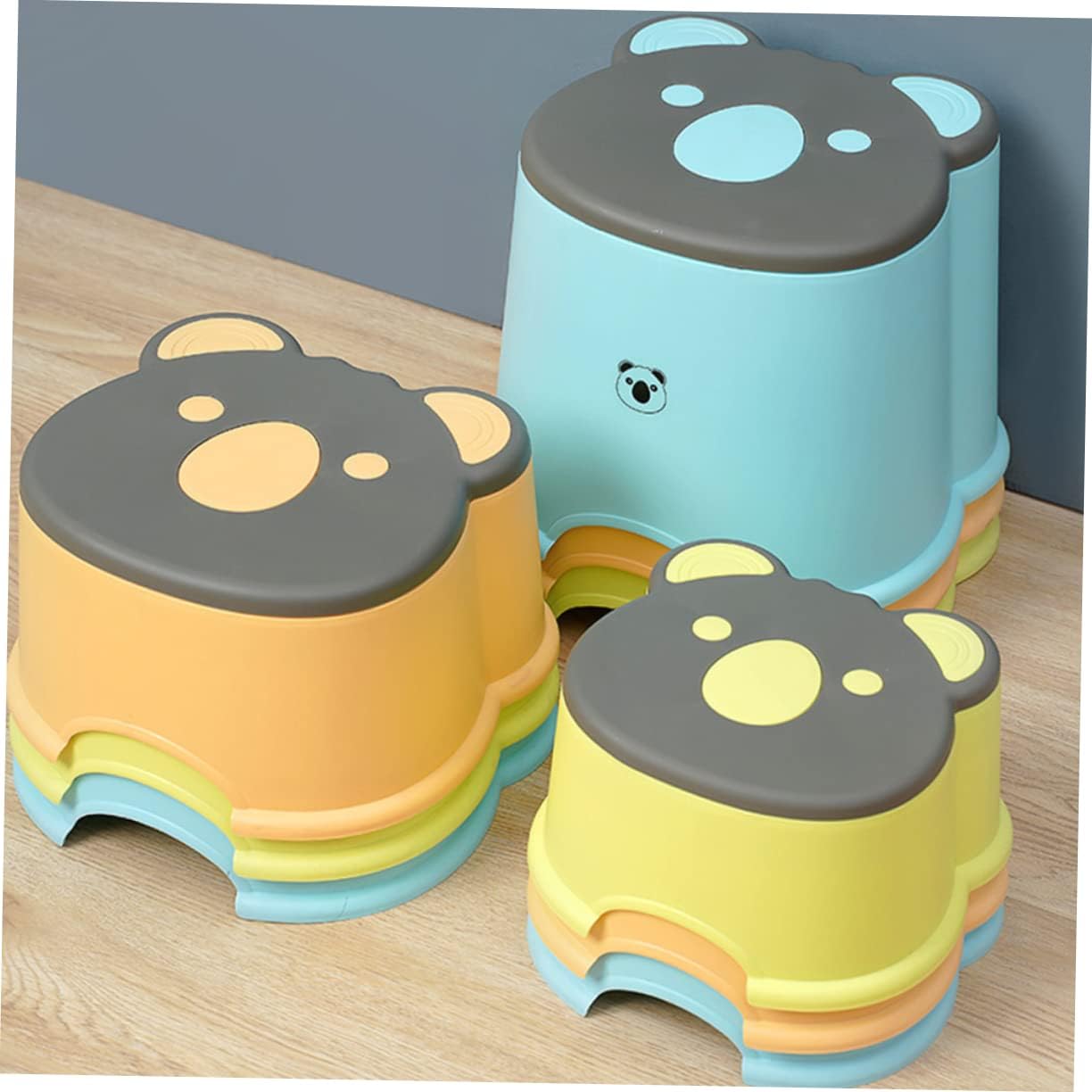 Cartoon Boys and Girls Plastic Footstool Non-Slip Design Blue PP Stool