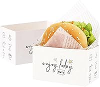 Vista 8 de Sandwich - Cajas para llevar 50 recipientes de papel para llevar, mini cajas de hamburguesas, bandeja de pan para llevar recipientes de alimentos
