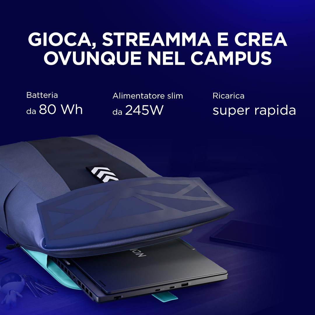 Lenovo Legion 5 Gaming Notebook OLED WQXGA 15" 165Hz, NVIDIA GeForce RTX 5070 8GB, Intel Core Ultra 9 275HX, RAM 32GB, SSD 1TB, Windows 11 Home, Tastiera RGB - Laptop Gaming Alte Prestazioni