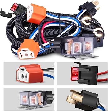H4 Relay Wiring Harness Kit 1SET for 5x7 7x6 H6054 Headlights Heat Ceramic Wiring Harness H4 9003 Relay Harness Compatible with to-yota 95-97 Tacoma 88-95 Pickup Fix Dual Ground Problem