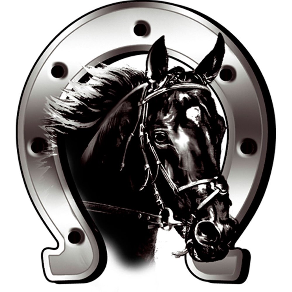 AUTOSTYLE Autocollant Horse + Horseshoe - 6x7cm, Noir, Argent