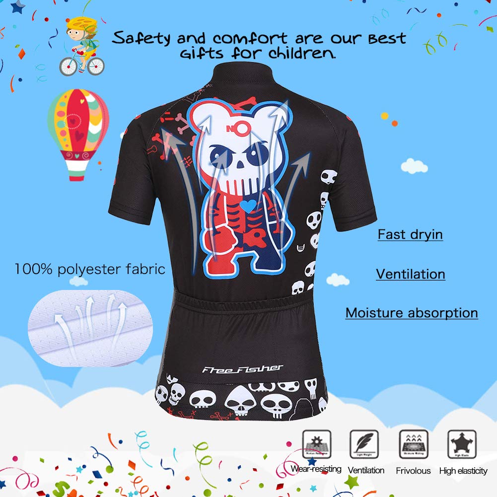 Camiseta de ciclismo para niño y niña con pantalones cortos de ciclismo de secado rápido