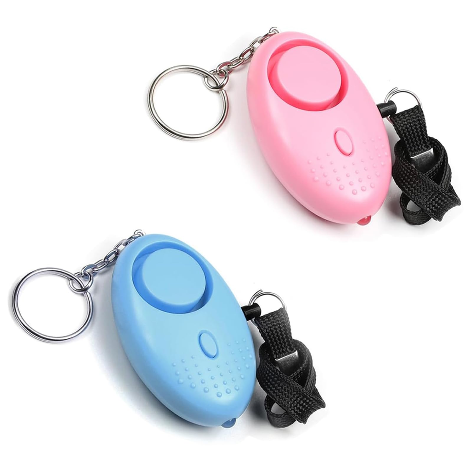 4 Pack Safe Sound Personal Alarm, Blue+Pink 130DB Personal Security Alarm Keychain w LED Strobe Light, Emergency Safety Alarm for Women, Men, Children, Elderly Light