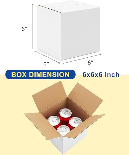 Miniatura 2 de Paquete de 40 cajas de envío pequeñas, 6 x 6 x 6, cajas de cartón corrugado para embalaje, pequeñas empresas, cajas blancas