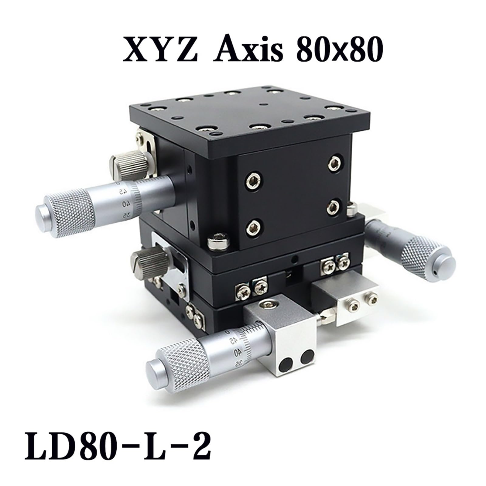 ASSE XYZ 80 * 80mm LD80-L-2 Tavola Scorrevole Piattaforma di Spostamento Manuale Stadio lineare Scorrimento XYZ80 Doppia traversa
