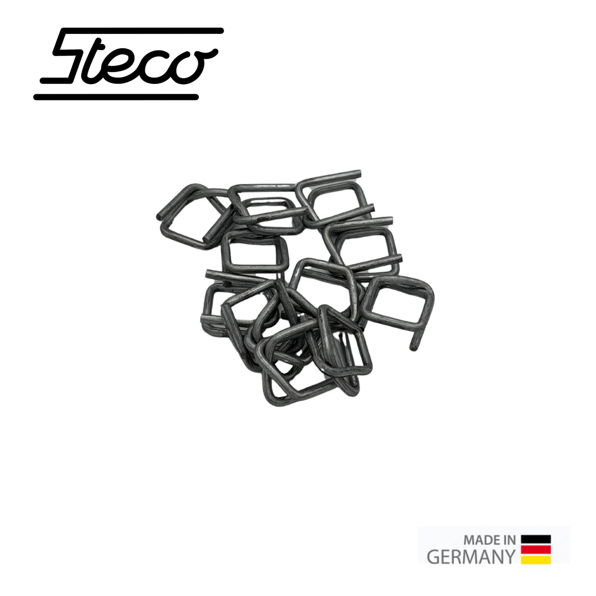 STECO | Spannschnallen, Verschlussklemmen für Umreifungsband, Drahtstärke 3,8 mm | 1000 Stück | für Bandbreiten bis 19 mm