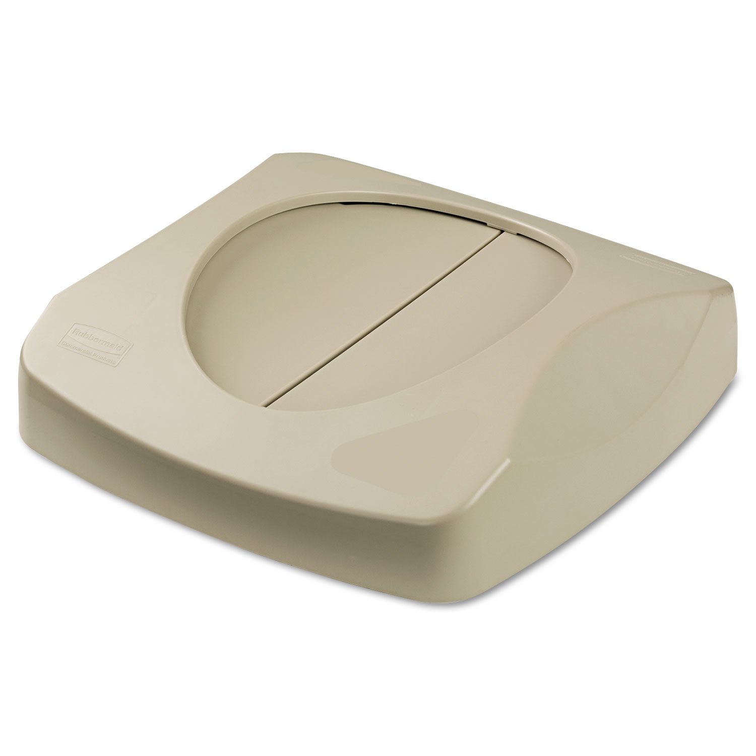 Rubbermaid Commercial Products FG268988BEIG, Untouchable Square Trash Can Swing Top - Beige