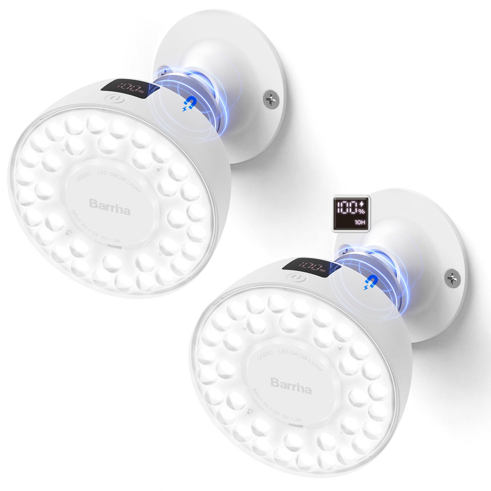 Barrina Orbgrow OG03C Rechargeable Puck Grow Light, 5000K, Timer, 2 Packs